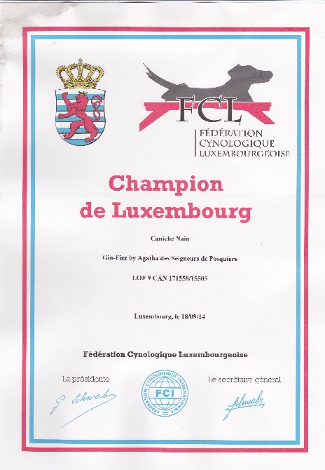 des seigneurs de Posquiere - CHAMPION DU LUXEMBOURG !!!!